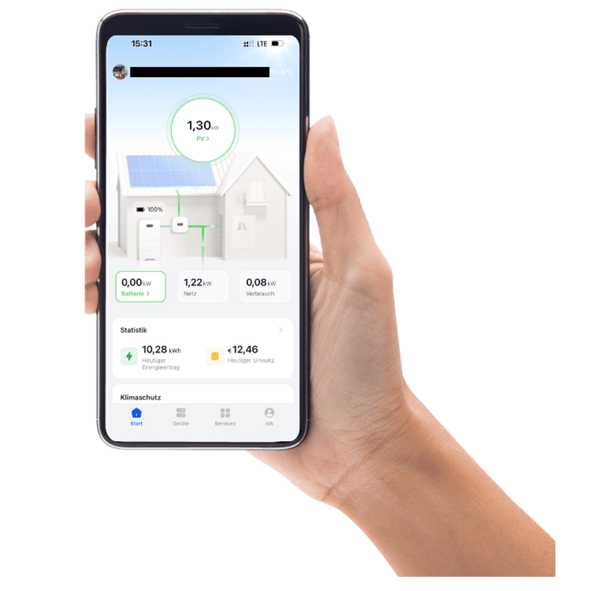 Live-Anzeige der PV-Anlage per Smartphone-App
